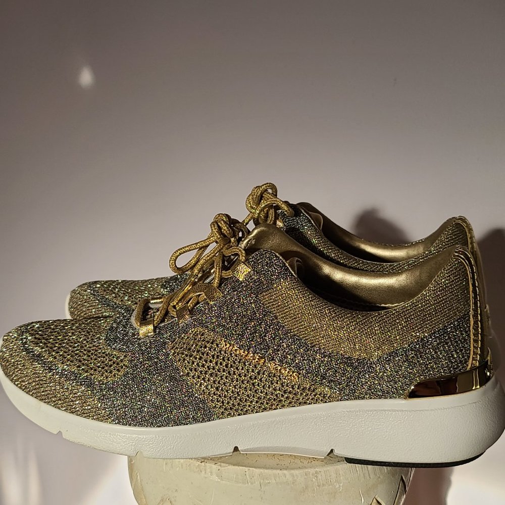 Michael Kors Metallic Skyler Trainer Platinum/Gold - Picture 2 of 8